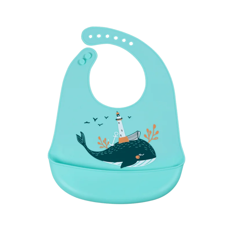 SIMED Silikónový podbradník s vreckom, whale 1×1 ks