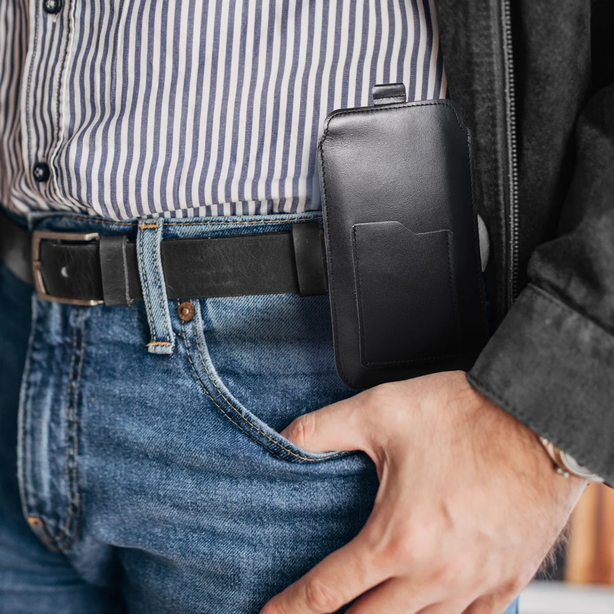 MG Royal Belt kožené puzdro na opasok 3XL, čierne