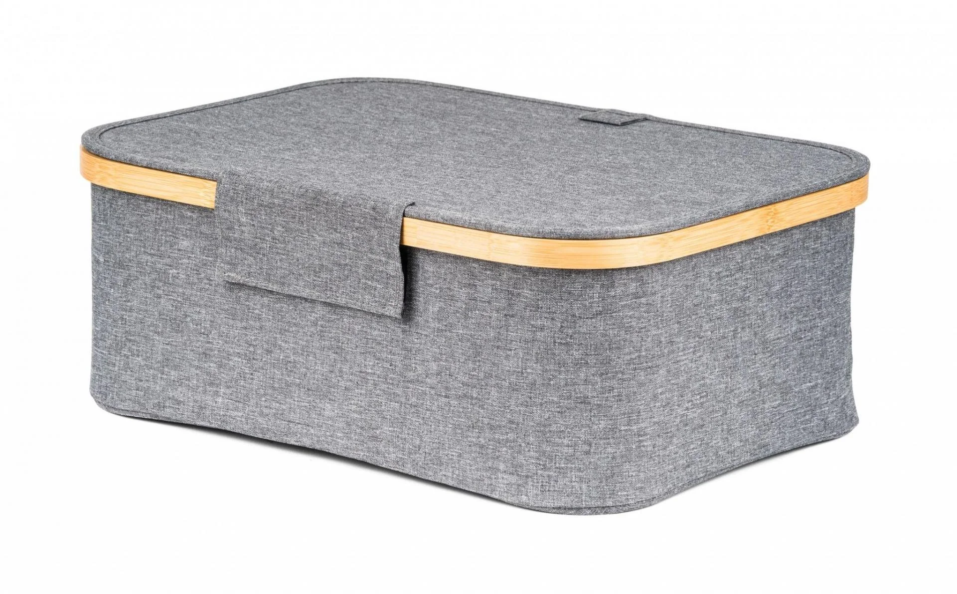 Úložný box G21 40 x 30 x 15 cm, bambusový s vekom, sivý UBG21BAM003-1G