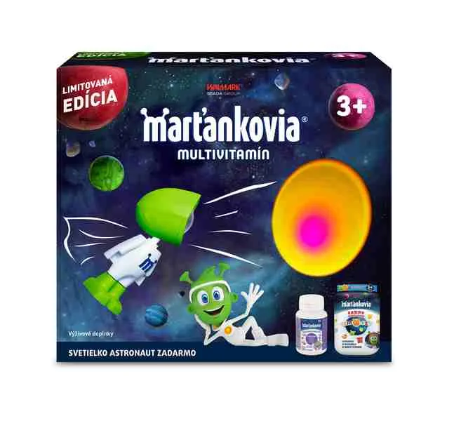 Marťankovia s Inulínom + Gummies EMOJIS + svetielko Astronaut 1×30 tbl + 50 tbl, výživový doplnok