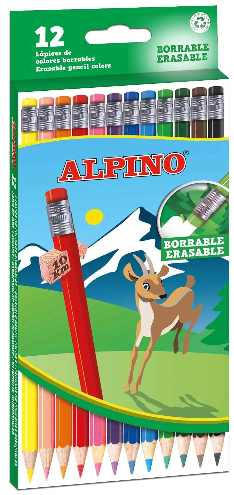 ALPINO Krabica 12 mazacích farebných ceruziek 1×1 set, farebné ceruzky