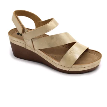 1120 Zdravotné celokožené sandále na platforme 41 - 26cm, zlatá, 6,5 cm