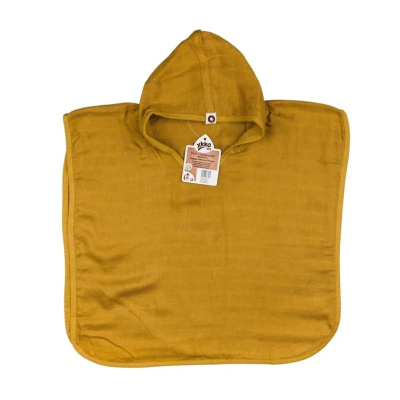 XKKO BMB bambusové pončo s kapucňou Colours Honey Mustard, veľkosť 1 (1–2 r.)