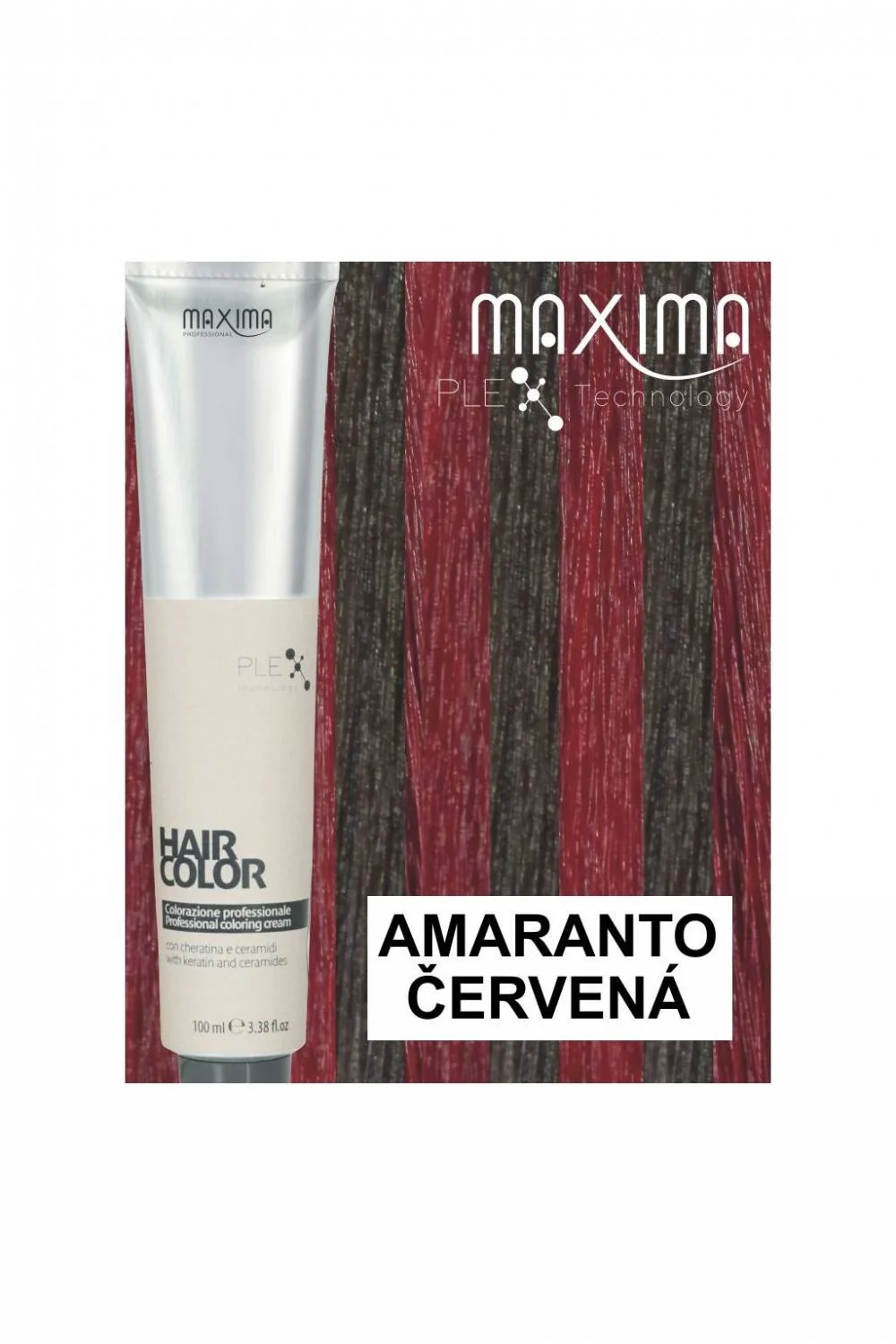 Maxima Professional Hair Color PLEX - Farebný melír - AMARANTO - 100 ml - tmavočervená