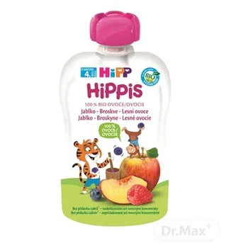 HiPP HiPPis 100% Ovocie Jablko Brosk. Lesné plody 1×100 g, ovocný príkrm pre deti