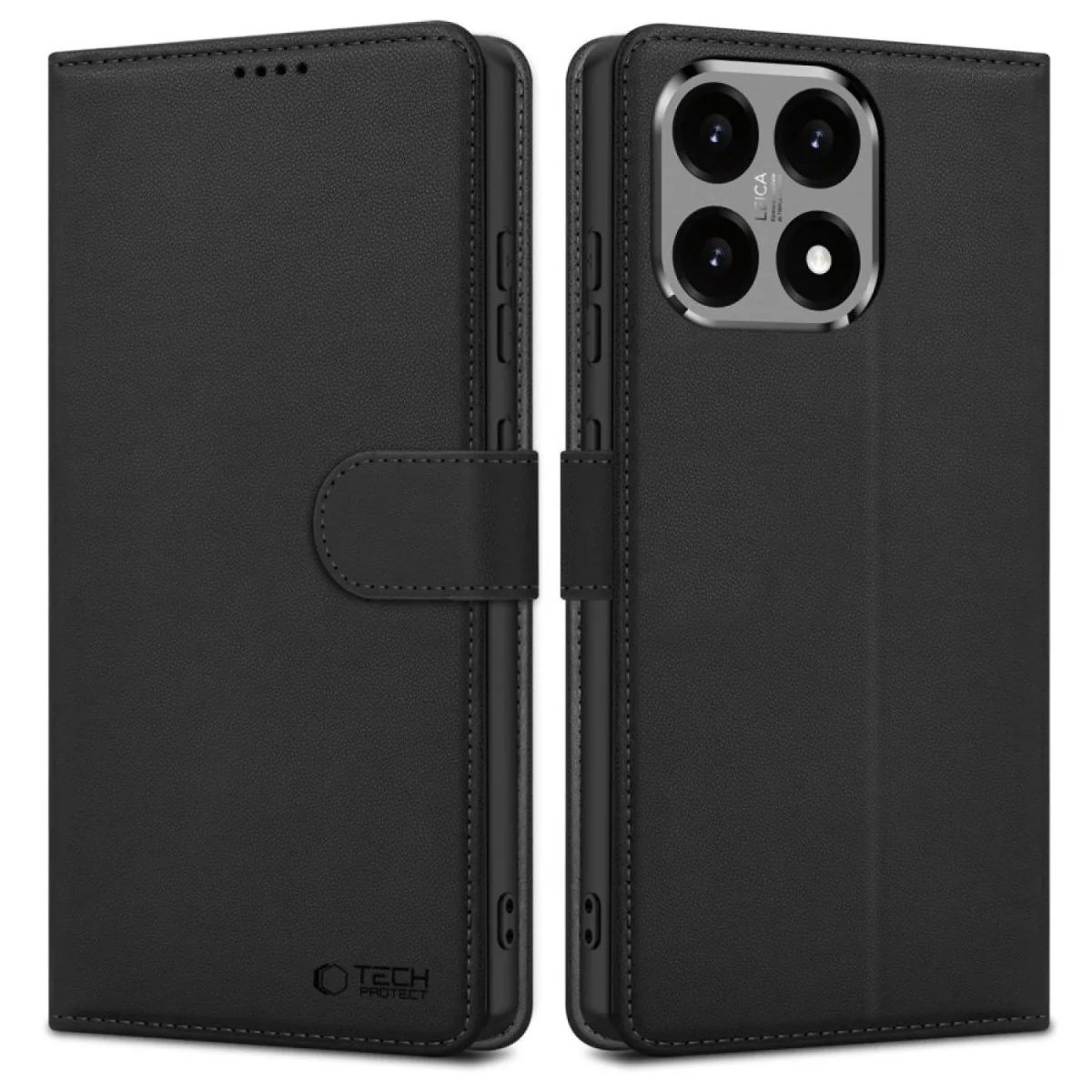 Obal na mobil Motorola Edge 60 Pro s funkciou stojana Čierna, eko-koža