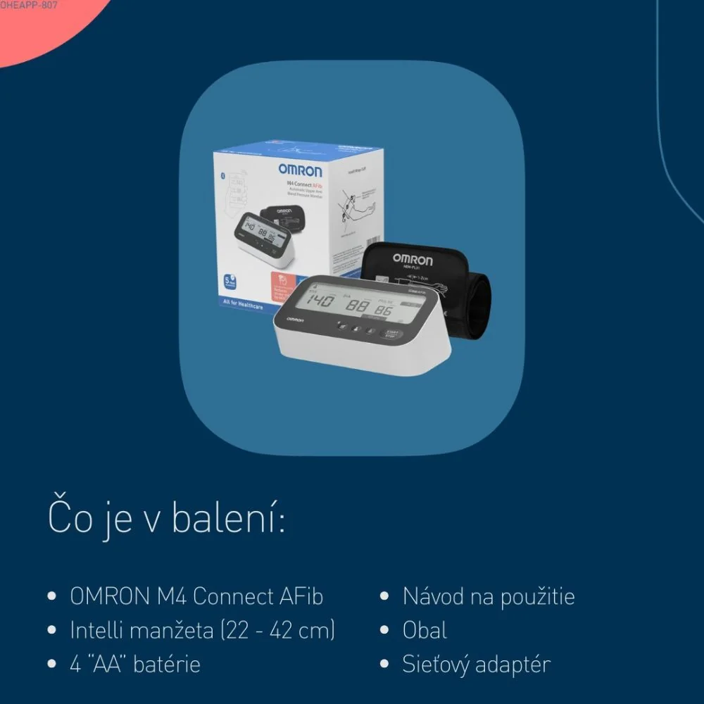 Tlakomer OMRON M4 Connect AFib + sieťový zdroj 1 set