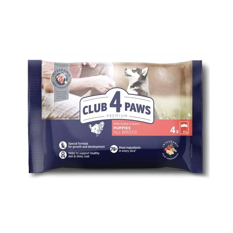 СLUB 4 PAWS Premium SET kapsička pre šteniatka s kuracím mäsom v želé 4 x 85 g (9053)