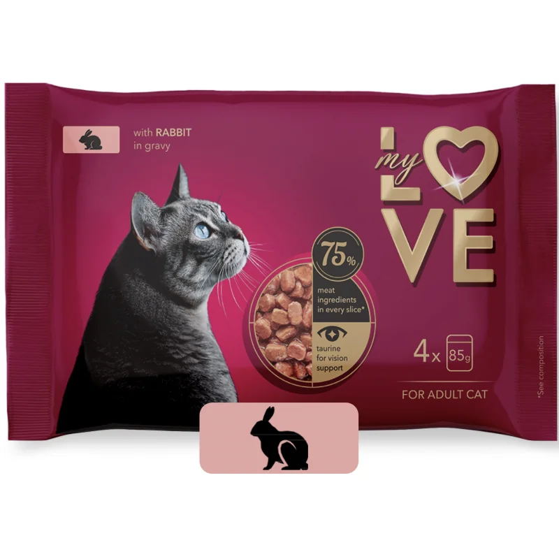 My Love SET kapsičky pre mačky s kralikom v jemnej omáčke 4 x 85 g (2329)