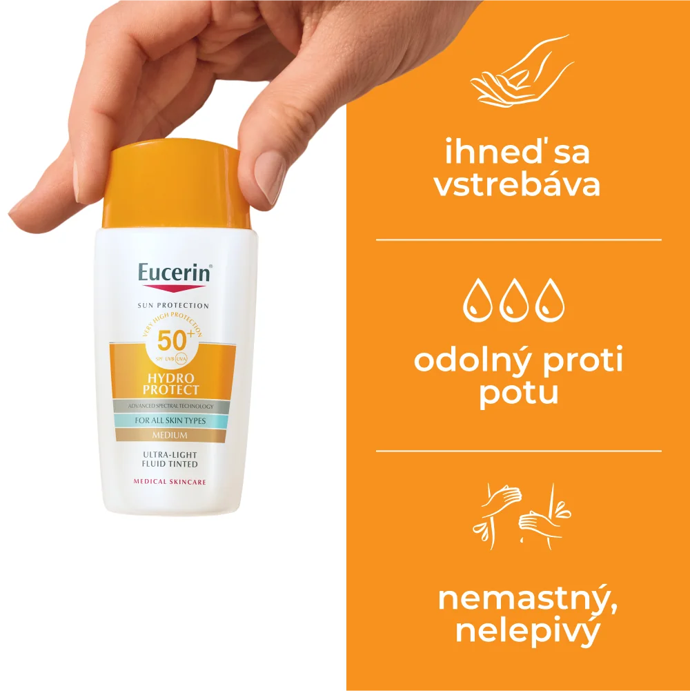 Eucerin SUN Ultra ľahký fluid na tvár HYDRO PROTECT SPF 50+, stredne tmavý 1×50 ml, fluid