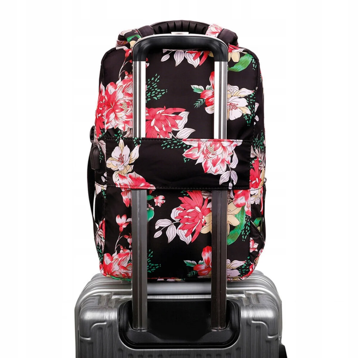 MG Bcross batoh so vstavaným USB káblom 20L, pink flowers 