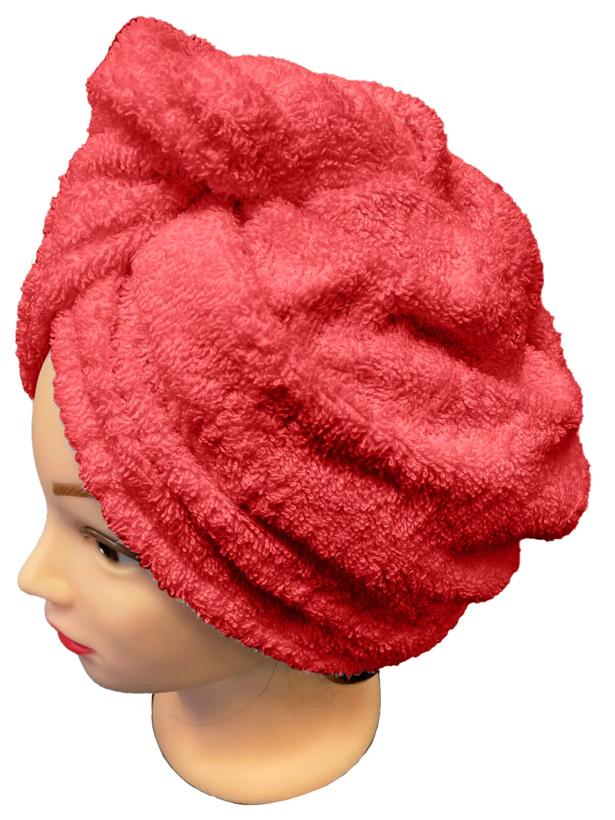 Rýchloschnúci froté turban na vlasy, červený