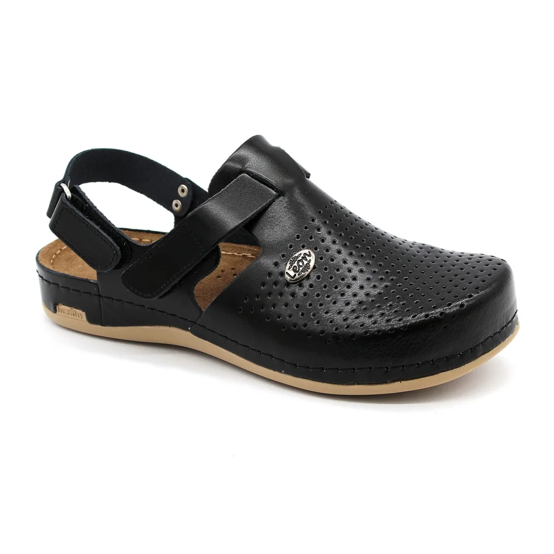 Leon 951 Dámska pracovná celokožená zdravotná obuv 40 - 26cm, čierna, 2,5 cm