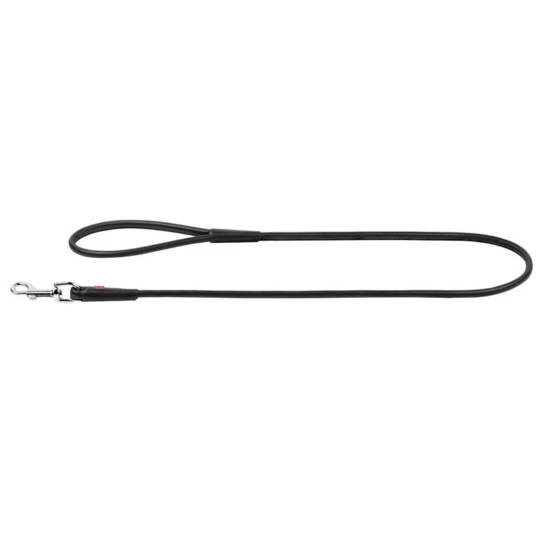 Okrúhle kožené vodítko čiernej farby 122cm, Šírka: 10 mm