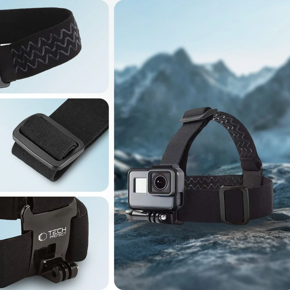 Tech-Protect GA100 držiak na hlavu pre športové kamery GoPro / DJI, čierny erny