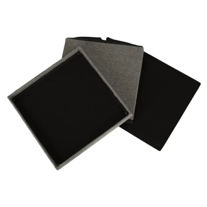Skladací puf s úložným priestorom – sivý taburet 38×38×38 cm