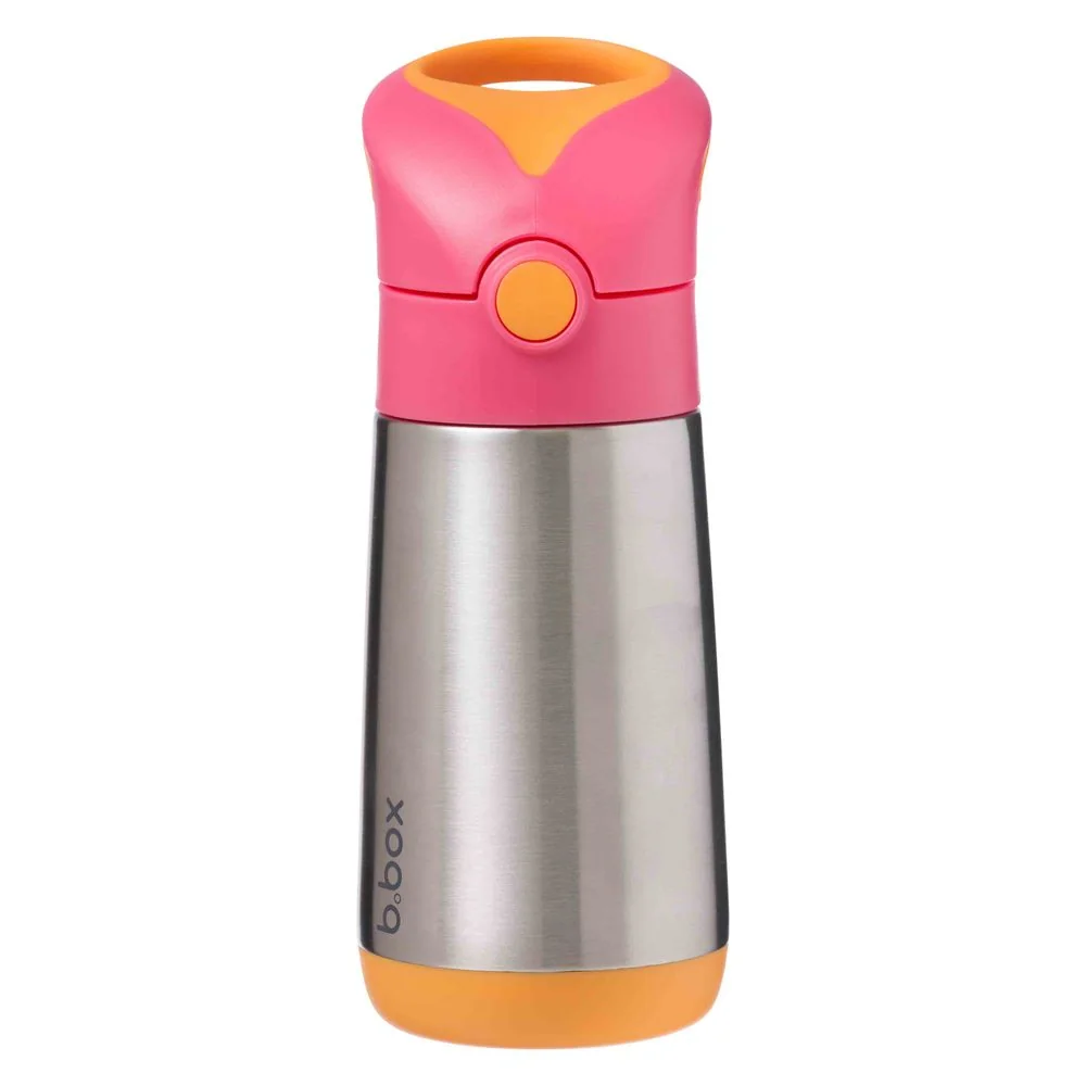 Termoska na pitie so slamkou 350 ml ružová/oranžová