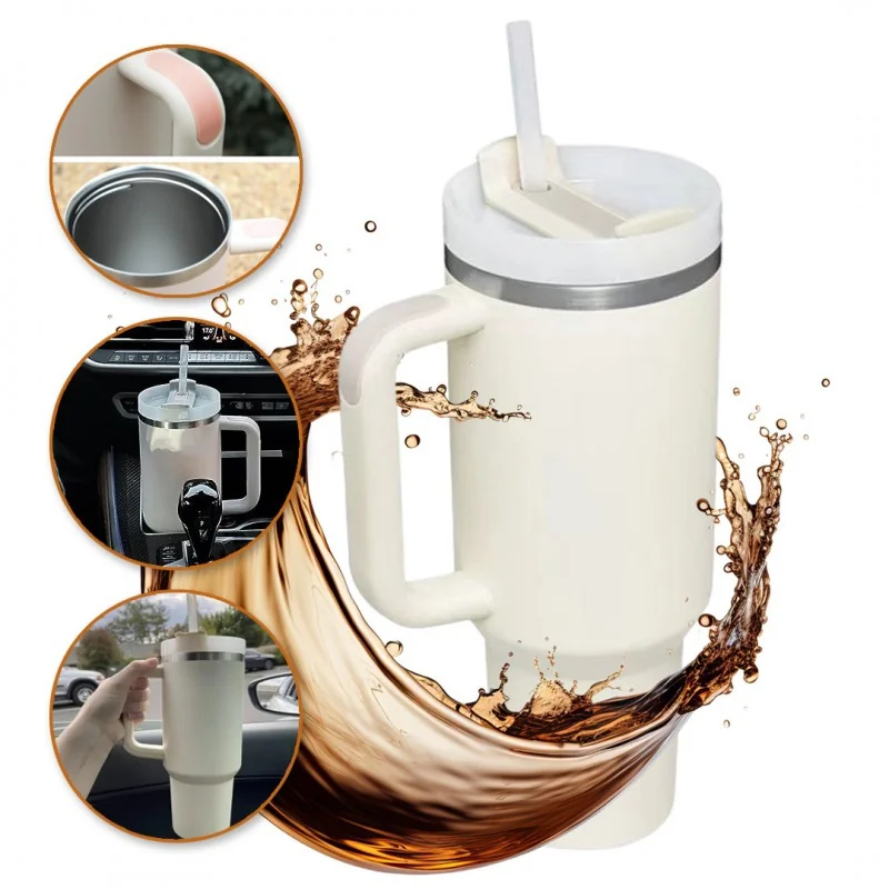 Livefy pohár so slamkou Happycup 1l, biely
