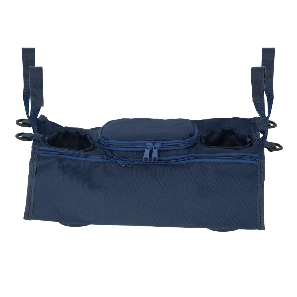 Organizér na fľašu a doplnky do kočíka – modrý (navy), 4 vrecká