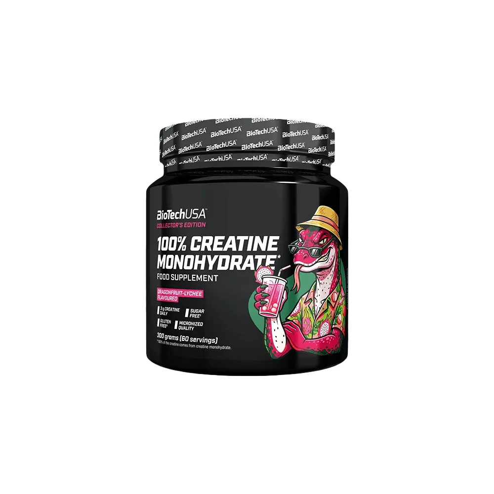 BioTech USA 100% Creatine Monohydrate 300 g dračí ovocie-liči