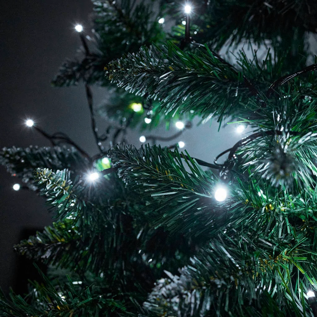 Vianočná LED reťaz 10 m – 100 LED, studená biela, 8 režimov, vnútorný