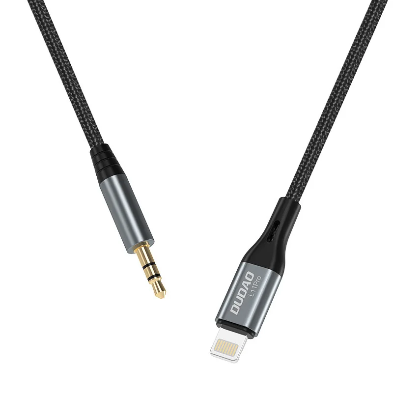 Dudao L11Pro audio kábel Lightning / 3.5mm mini jack, sivý