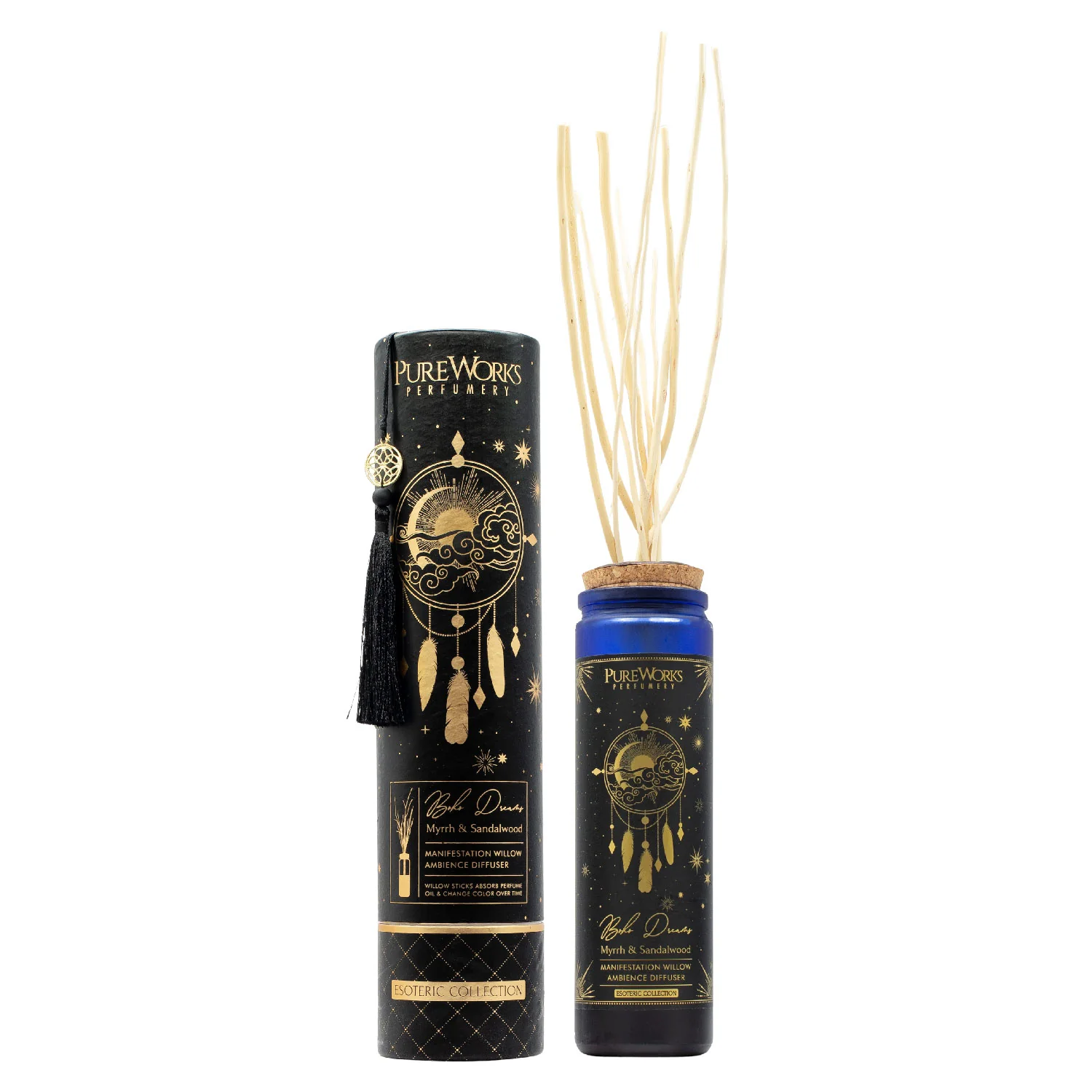 Organický difuzér s vŕbovými prútikmi Myrrh & Sandalwood, 100 ml