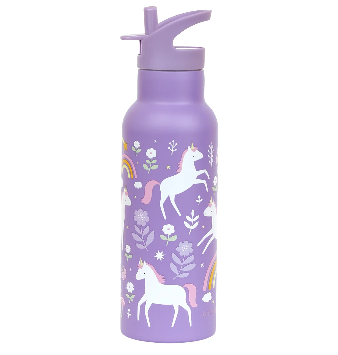 A Little Lovely Company - antikorová fľaša na pitie, 500 ml - jednorožce a dúha