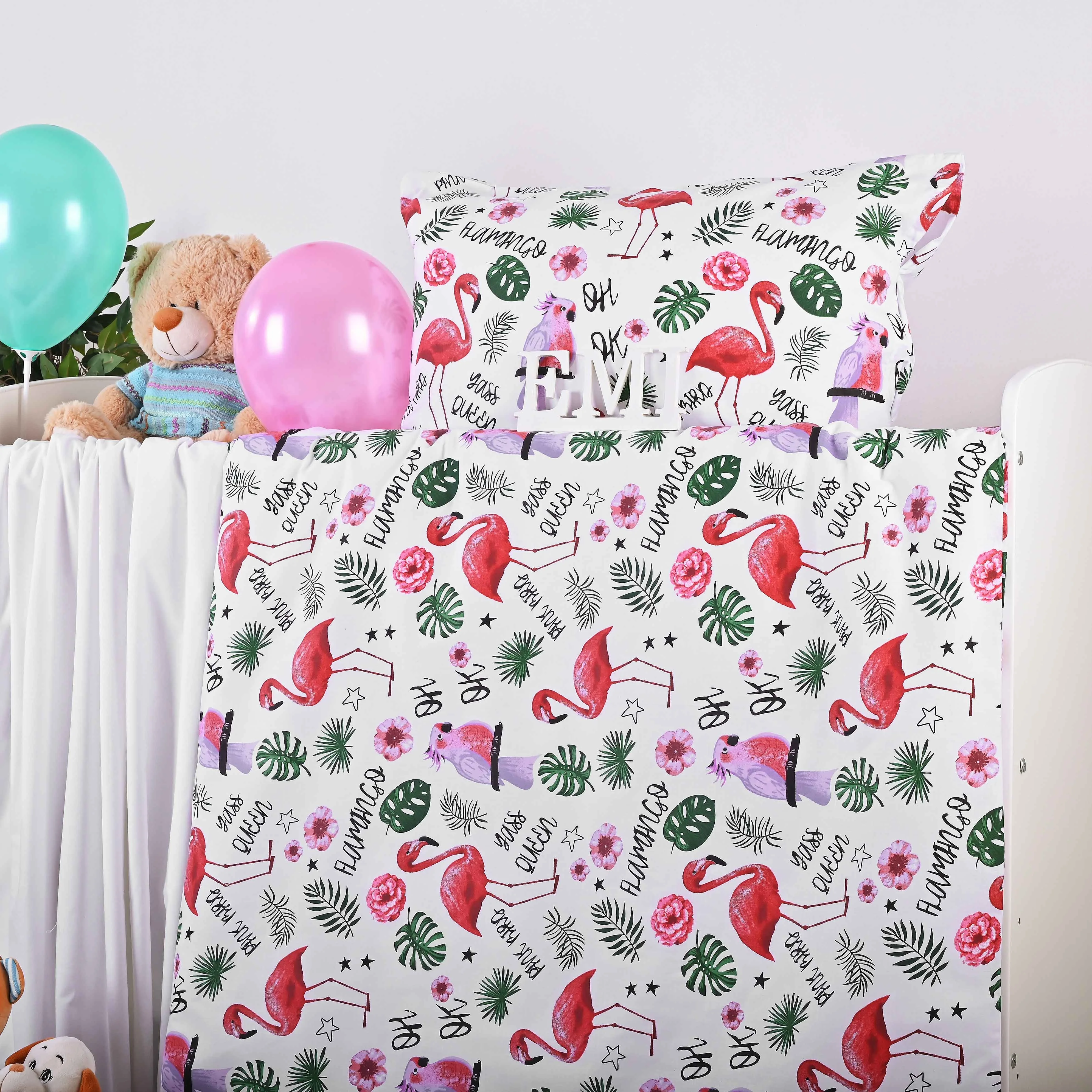 Obliečky detské bavlnené Plameniaky EMI Detský set 90x130 + 45x65
