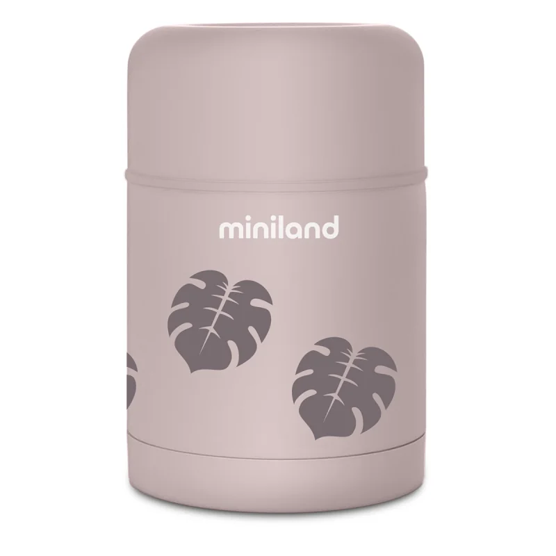 Miniland Termoska na jedlo Terra 600 ml ružová/listy