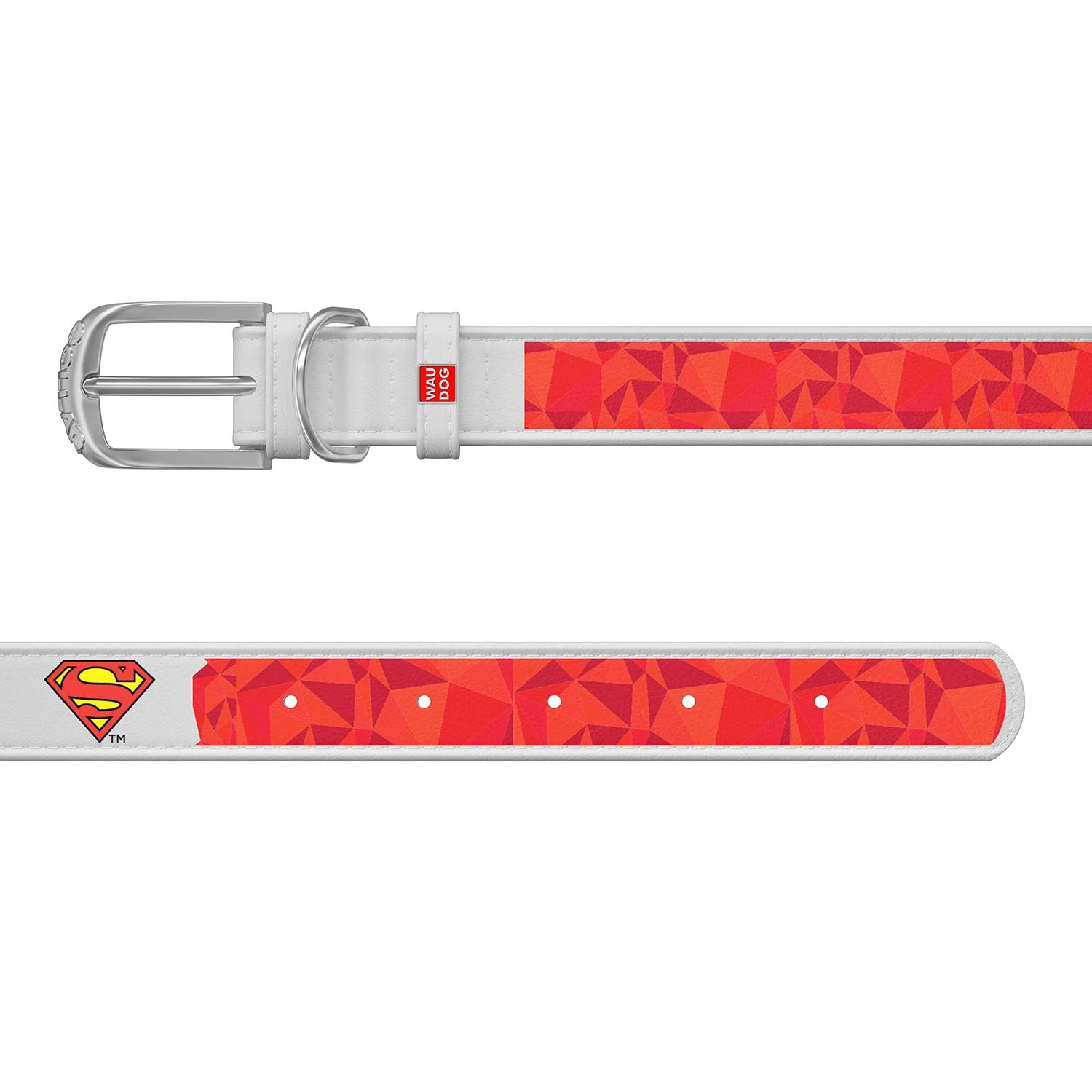 Kožený obojok Superman DC COMICS biely, Obvod krku: 44-58 cm, širka: 35 mm