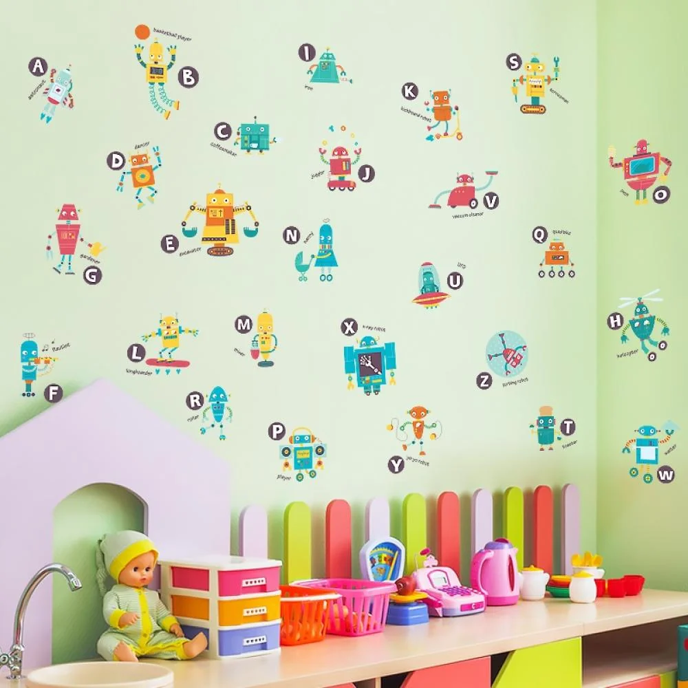 Samolepka na stenu Robots, 60x90 cm 1 ks, RO-16311