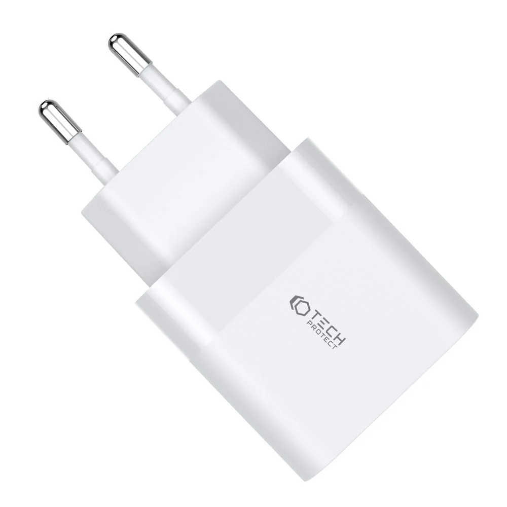 Tech-Protect C30W sieťová nabíjačka USB / USB-C 30W PD QC, biela