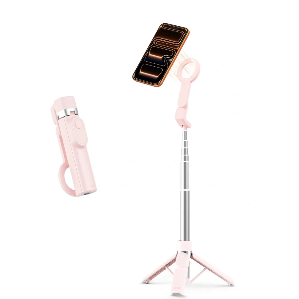 Tech-Protect L11S MagSafe Bluetooth selfie tyč, ružová