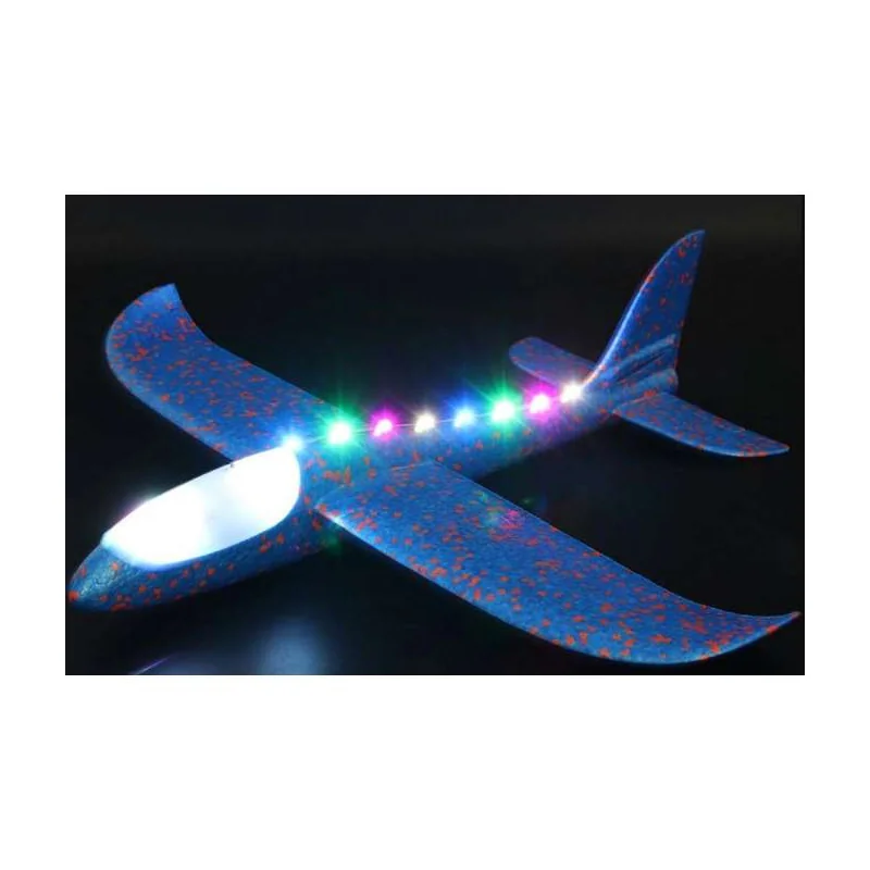 Lietadlo hádzacie polystyrénové 48x47cm modré 8LED