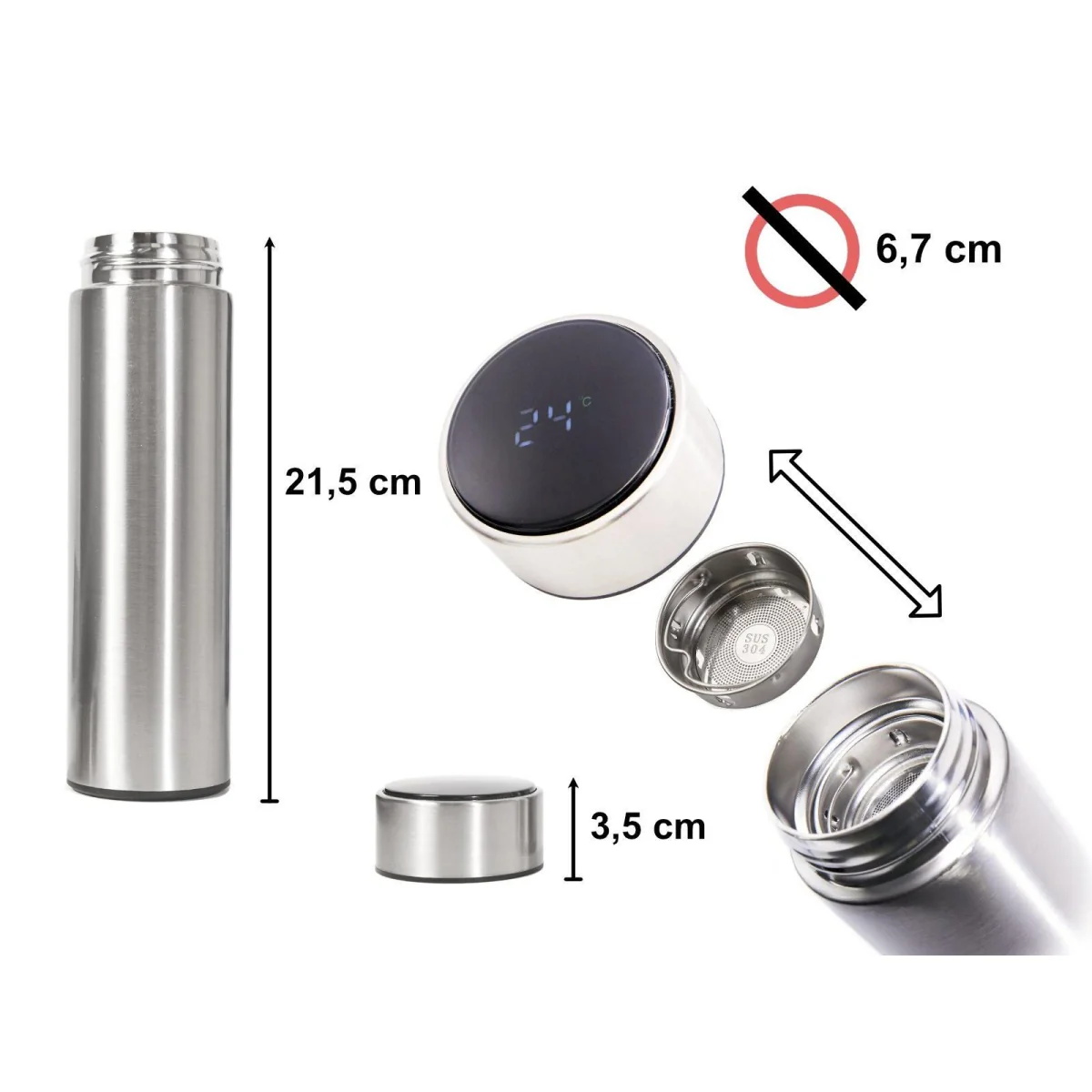 MG Smart Cup digitálna termoska 500ml, strieborná