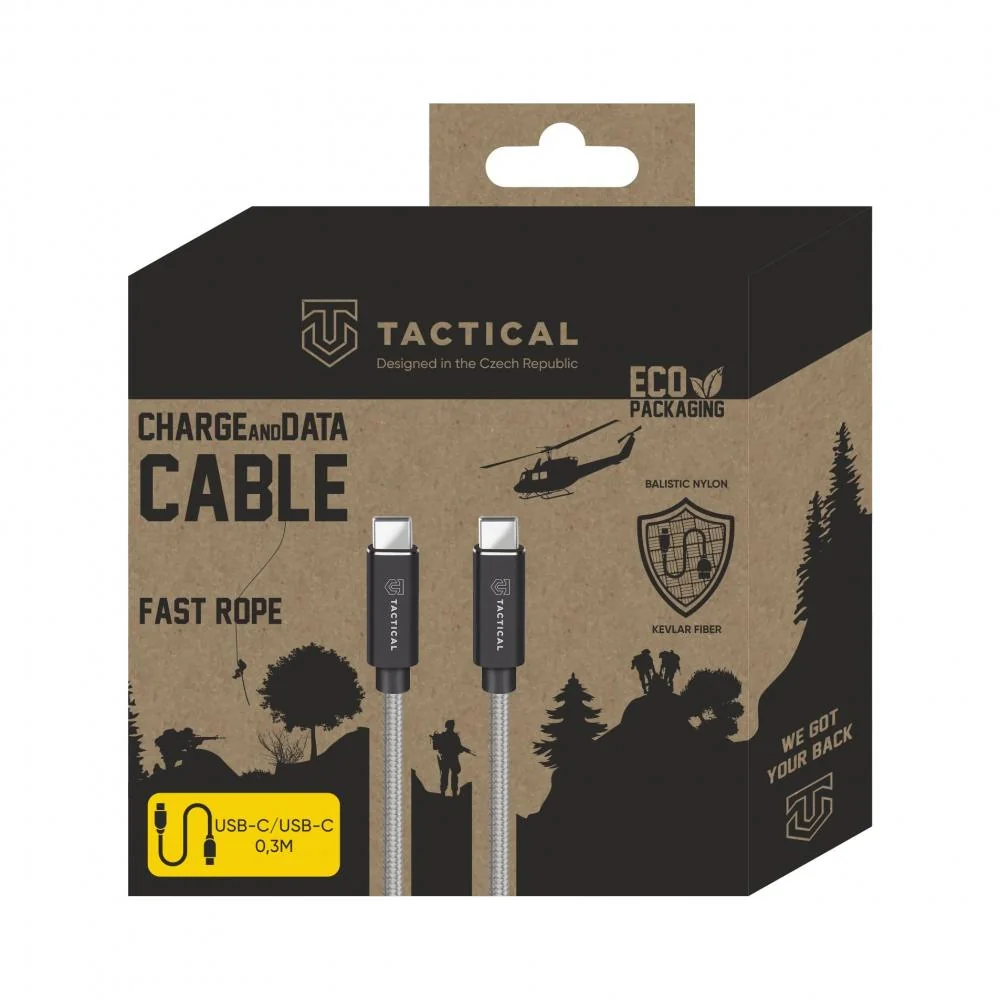 Extra pevný kábel USB-C/USB-C 100W 20V/5A - 0.3m - Sivá SKU: 31192