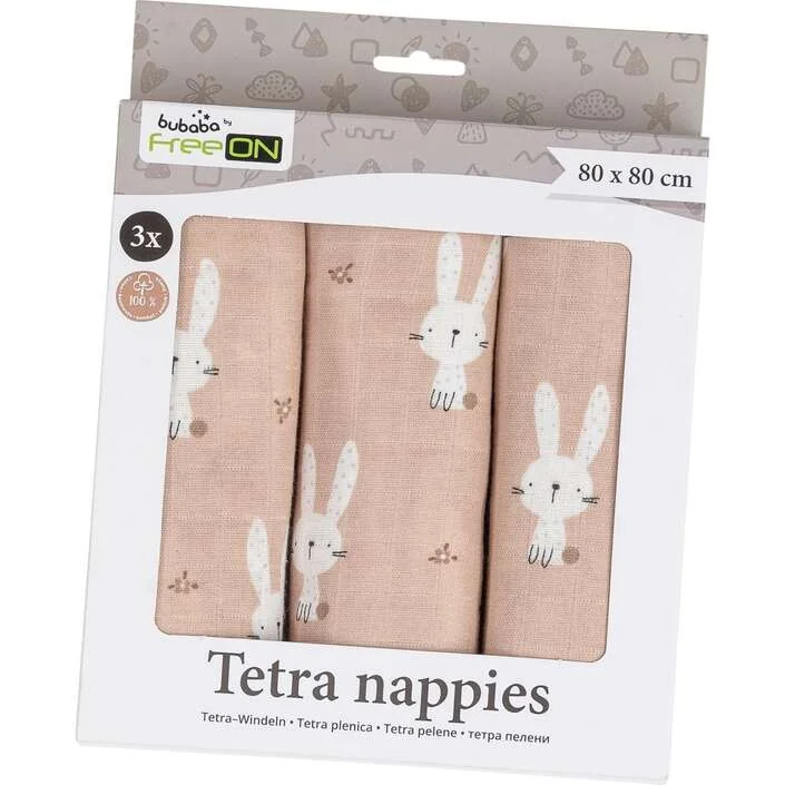 Set plienok TETRA 80x80cm FreeON - béžové zajačiky (3ks)