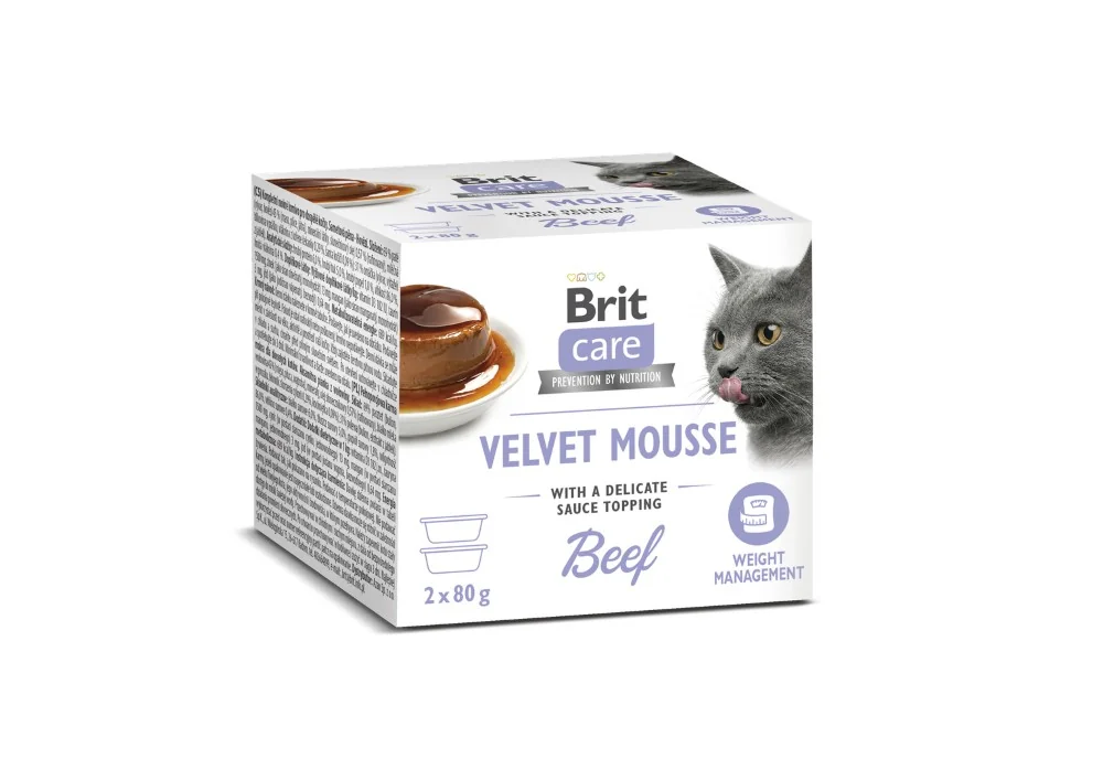 Brit Care Cat Velvet Mousse Kontrola hmotnosti, hovädzie 2×80 g