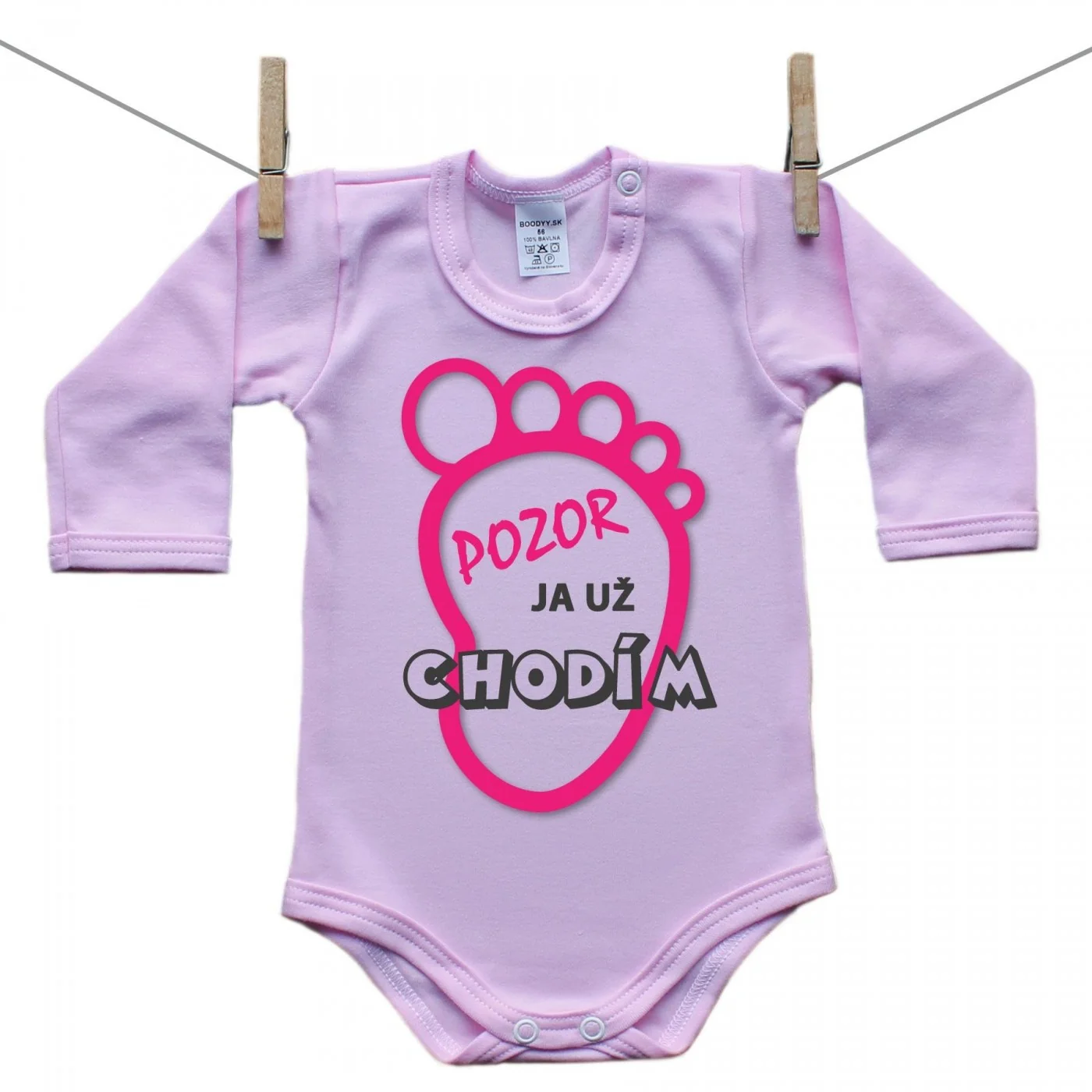 Boodyy Body s dlhým rukávom (ružové) Pozor ja už chodím Dievča Veľkosť: 62