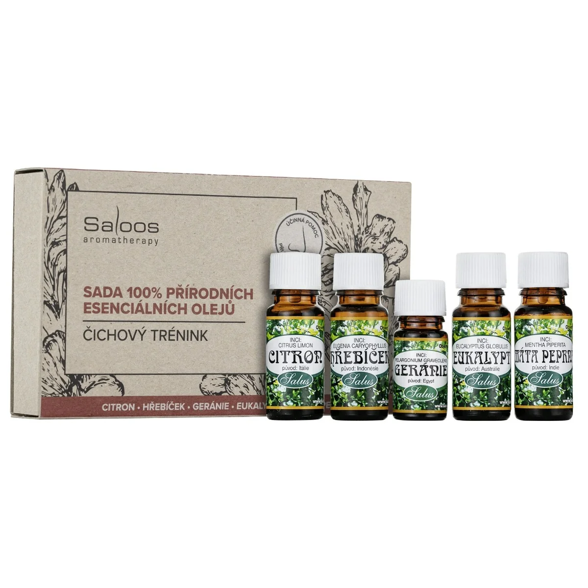 SALOOS Čuchový trénng-sada 100% prírodných éterických olejov 1×1 ks, sada éterických olejov