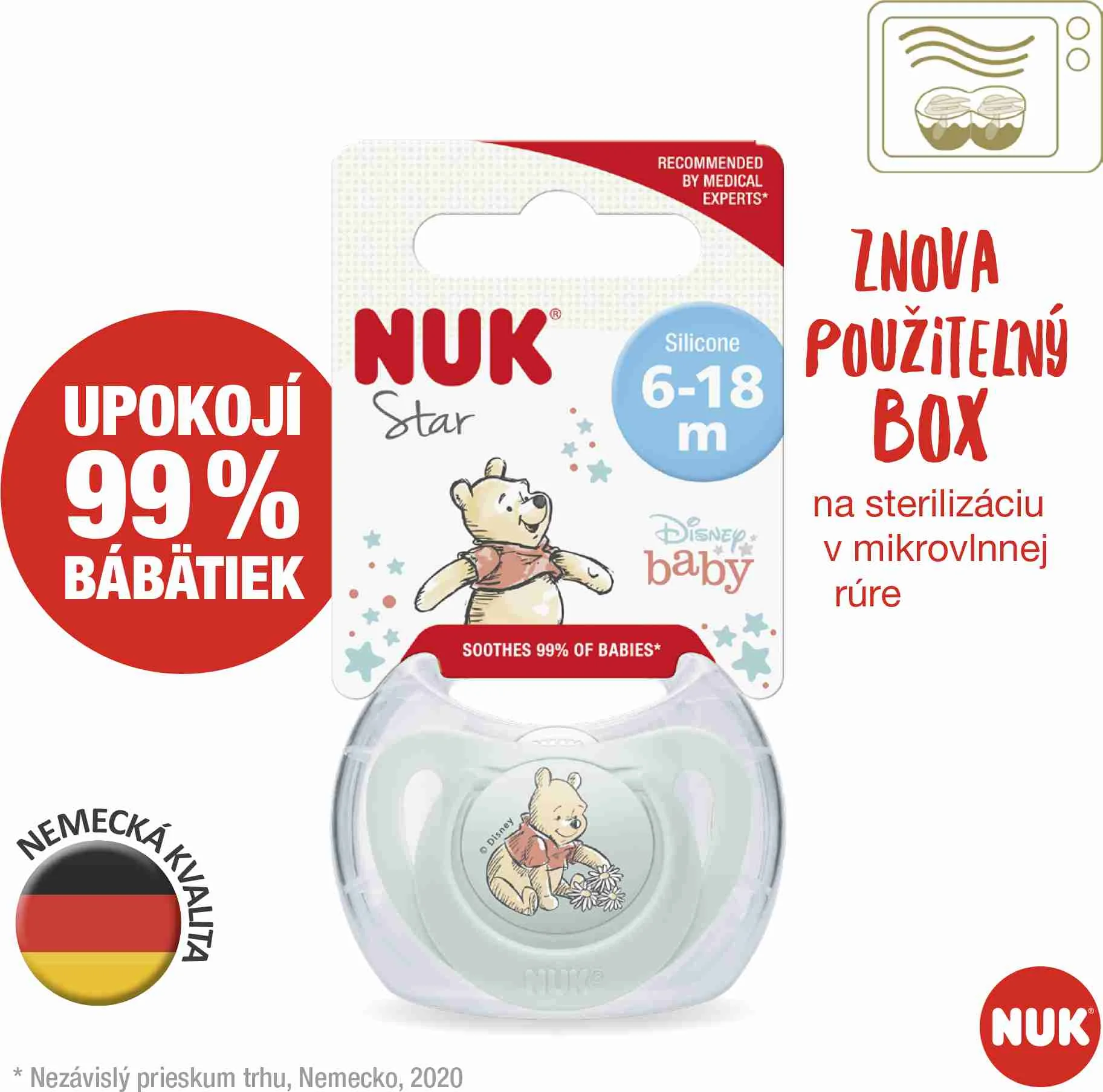 NUK Cumlík Star DISNEY Macko Pú 6-18m. box 1×1ks, cumlík, 6-18m
