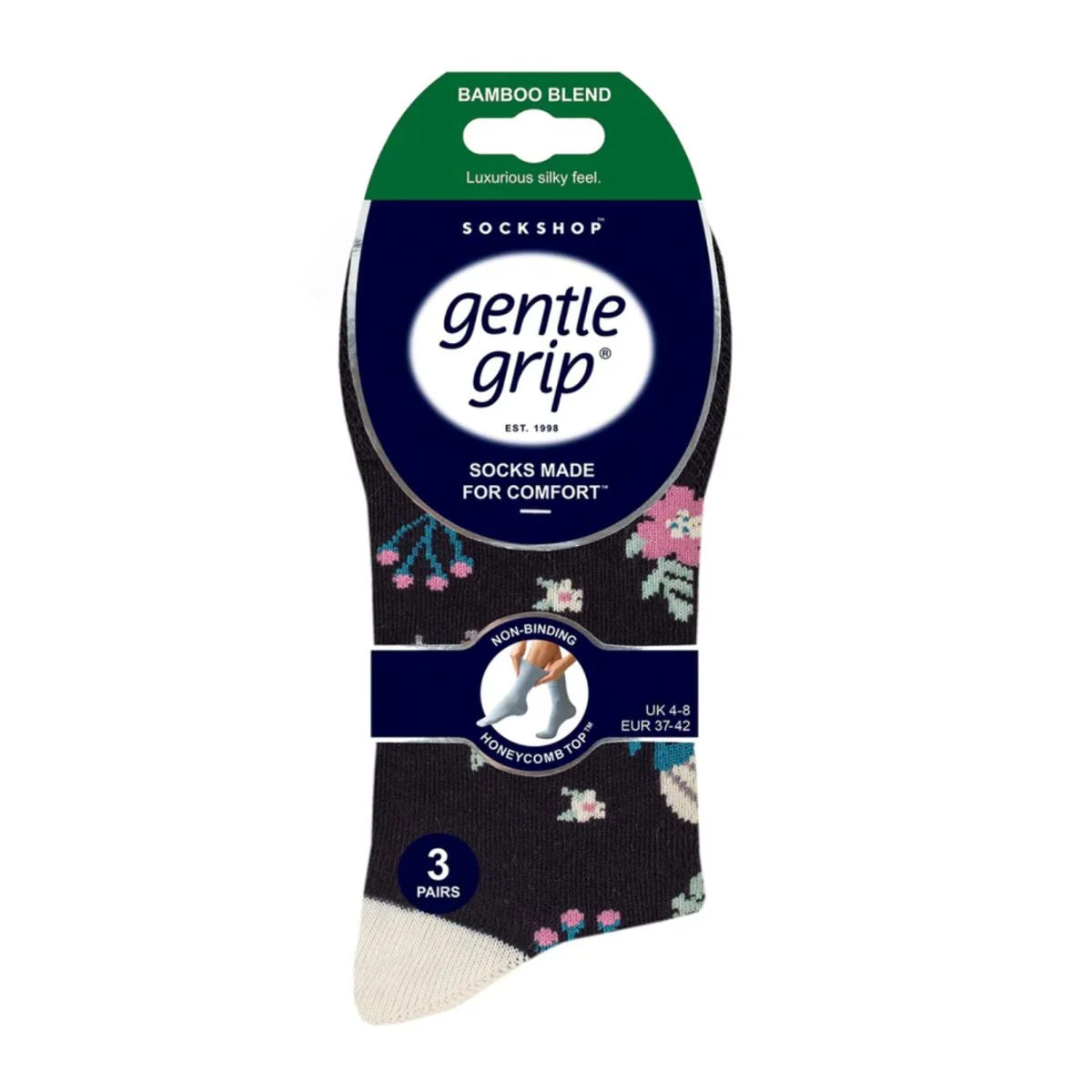 Dámske módne 3 páry Gentle Grip Bambus ponožky BOTANICAL BLOOM Veľkosť ponožiek 37-42