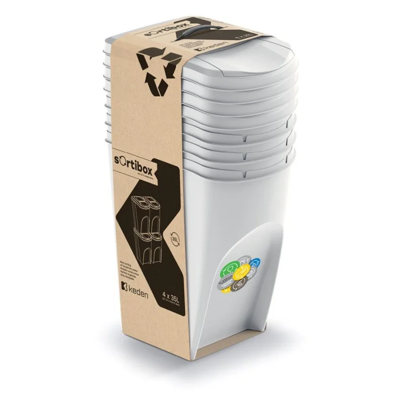 Prosperplast Odpadkový kôš SORTIBOX 4 x 35 l popolavý SORTIBOX 4 x 35 l popolavý IKWB35S4-427C