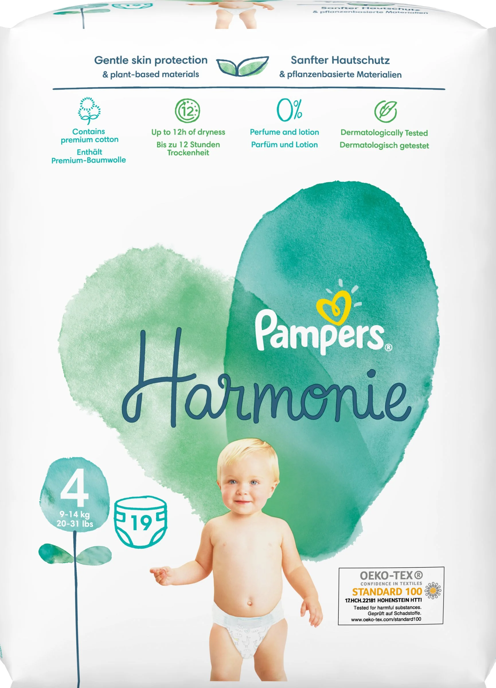 Pampers Harmonie S4 1×19ks, veľkosť S4, detské plienky 9-14 kg