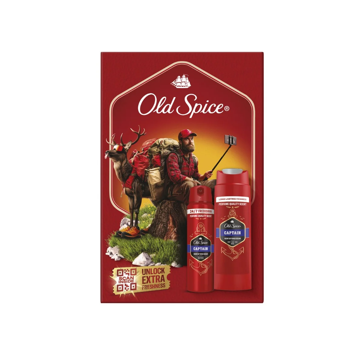 Old Spice darčeková sada Outdoor Explorer s dezodorantom v spreji a sprchovým gélom Captain 1 set