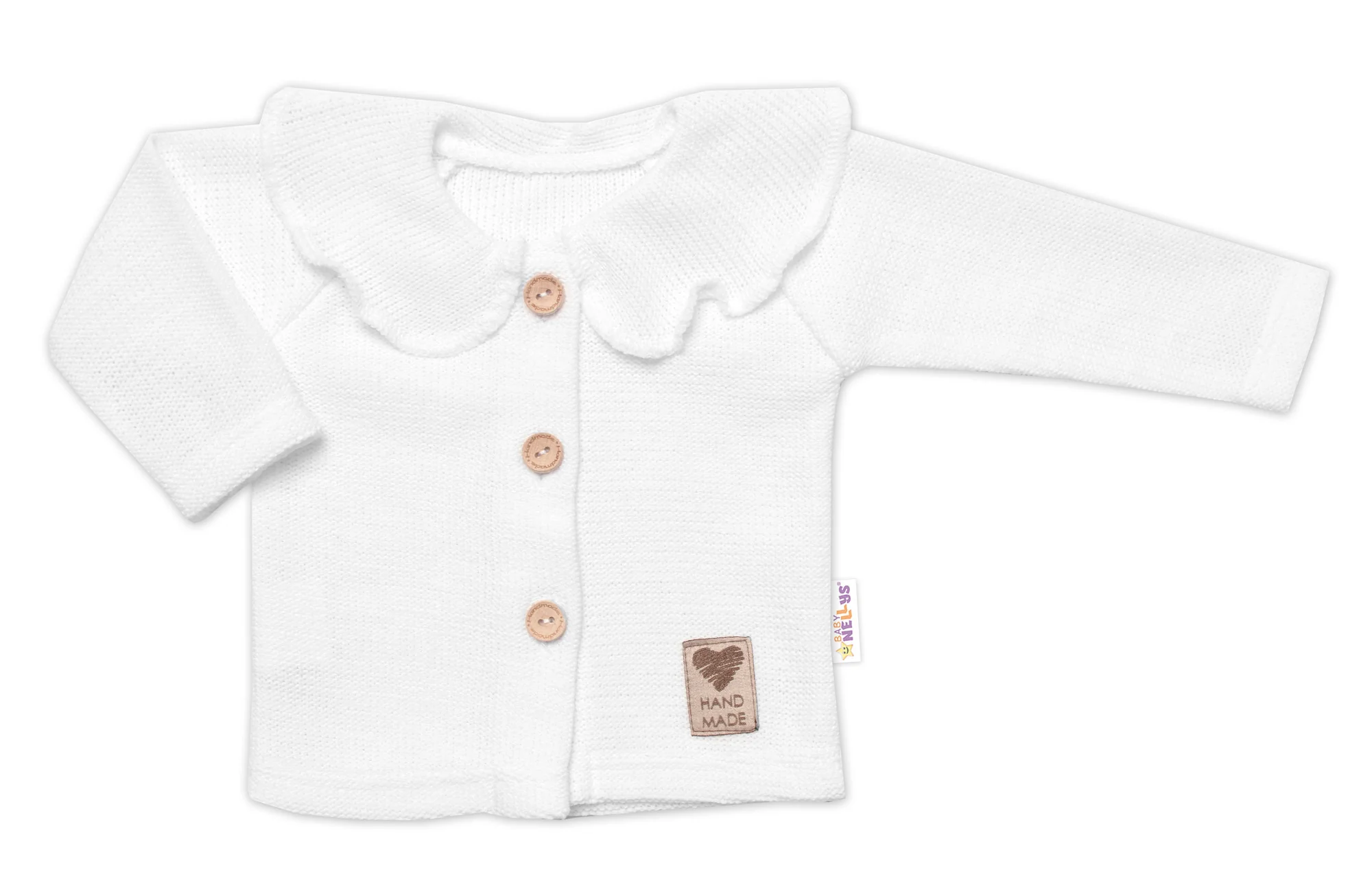Pletený svetrík s volánikom Girl, Baby Nellys, biely, veľ. 62