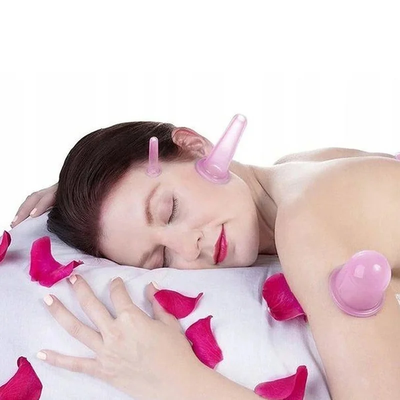 MG Cupping silikónové vákuové banky na tvár a telo 5ks, ružové