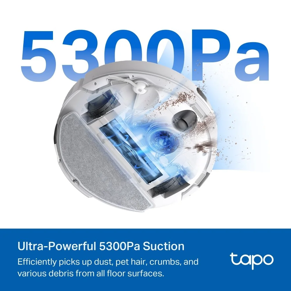 Vysávač TP-Link Tapo RV30 Max White robotický s mopom, výkon 5300 Pa Tapo RV30 Max White