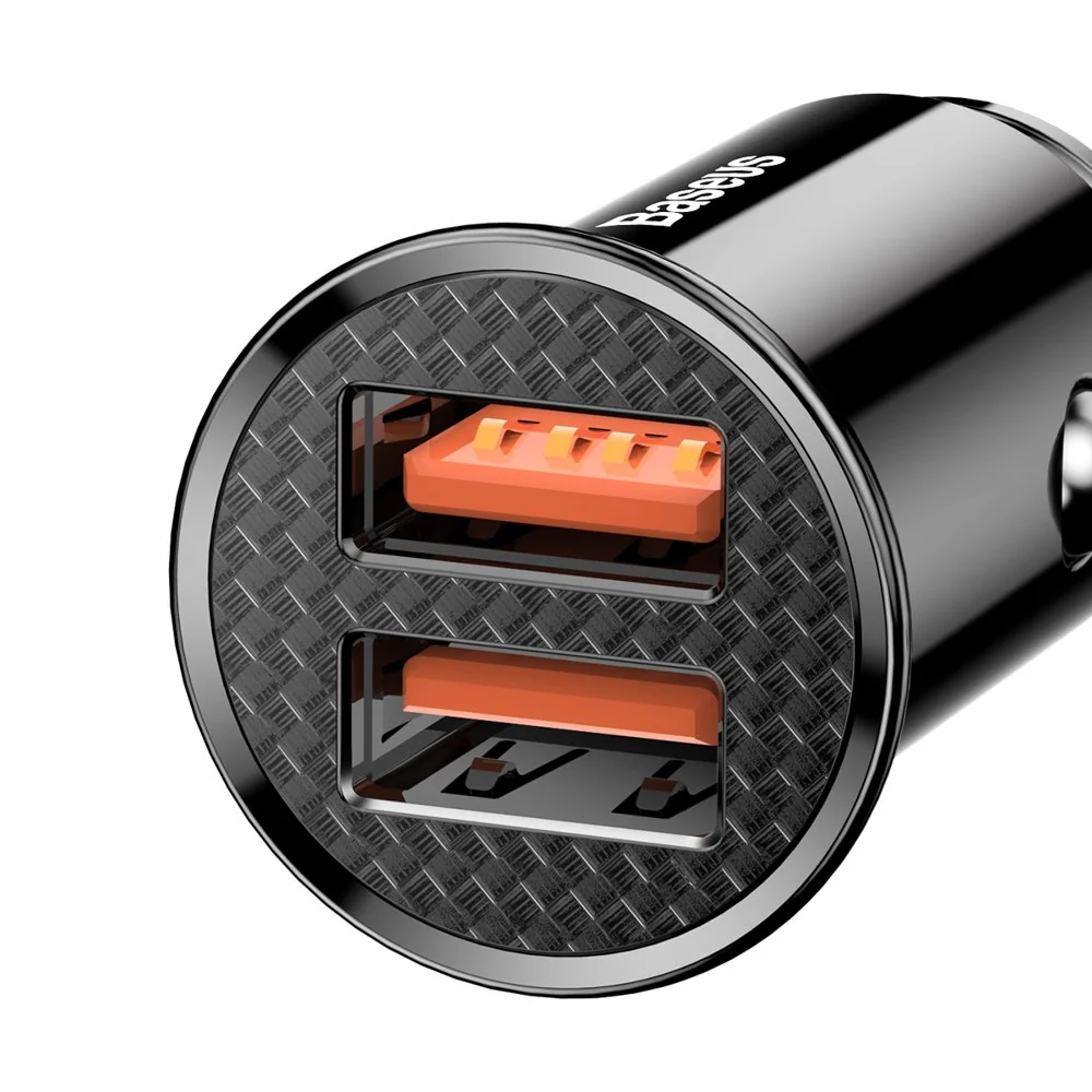 Baseus Circular 2xUSB 30W QC 3.0 autonabíjačka, čierna